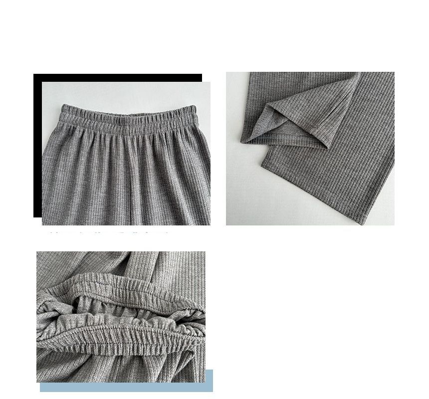 evanesce - High Rise Wide Leg Plain Knit Sweatpants