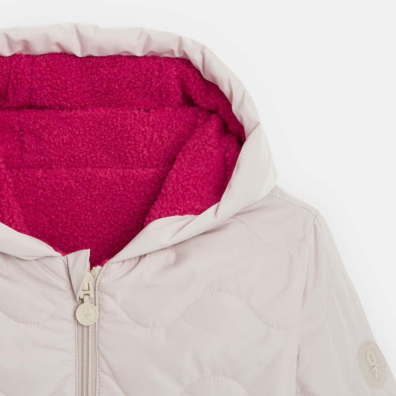 Blouson matelassé et moumoute réversible beige fille