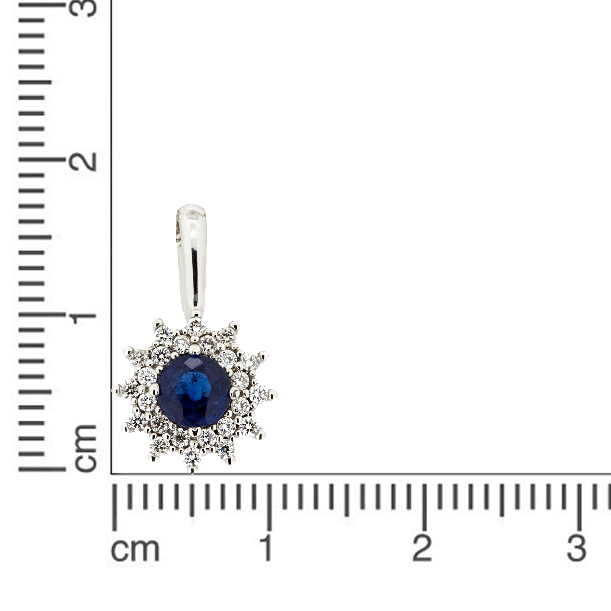Orolino Anhänger 585 Gold mit 24x Brillant zus. 0,18ct. + Safir blau 0,42ct.