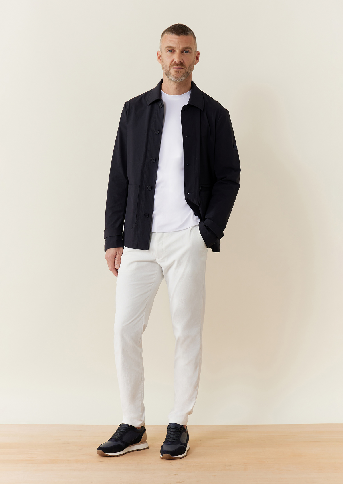 Chino Joueur slack skinny 7/8 uni blanc