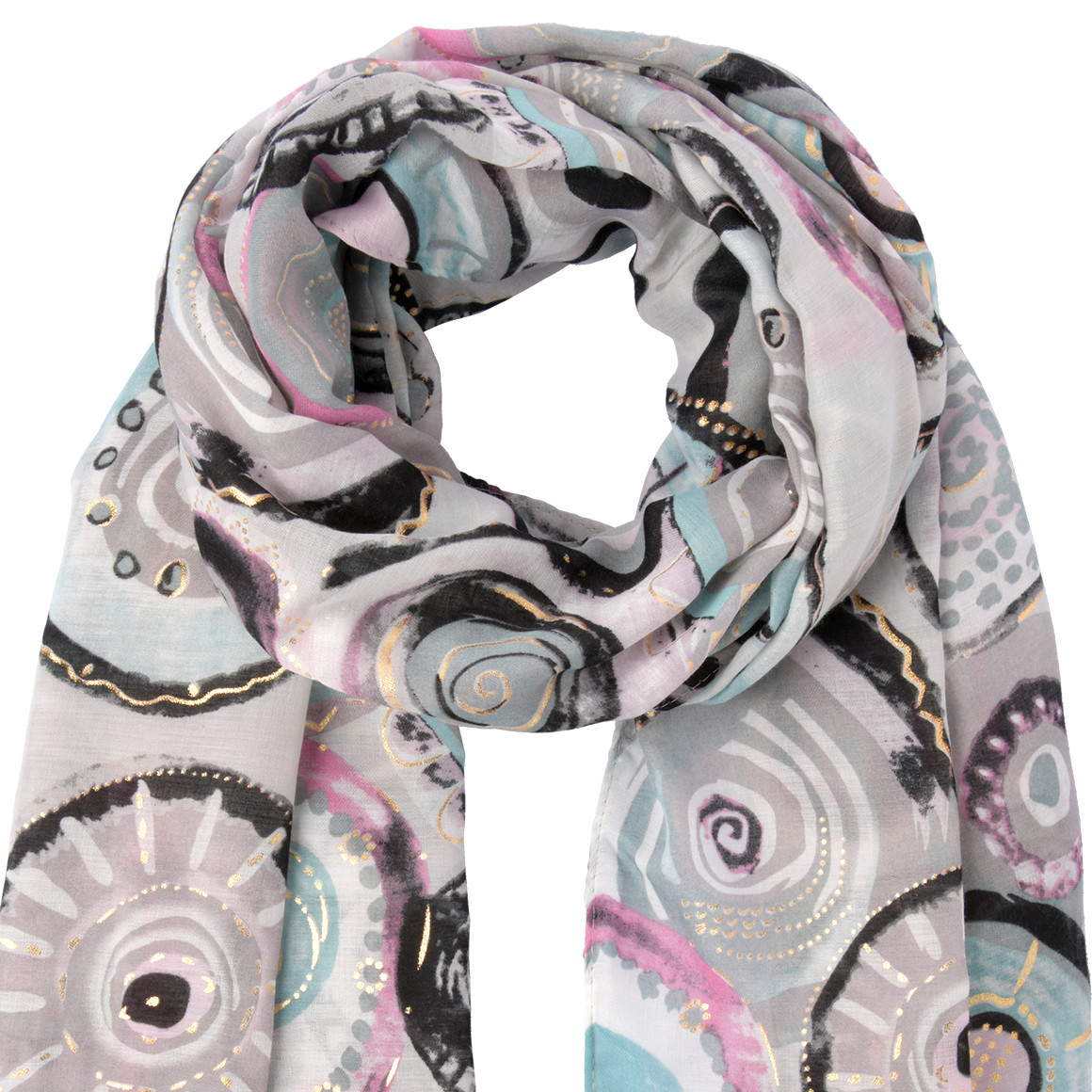 Gina Damen Tuch in Aquarell-Optik türkis / weiss / grau