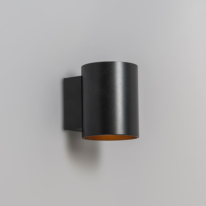 Moderne wandlamp zwart met goud rond - Sola