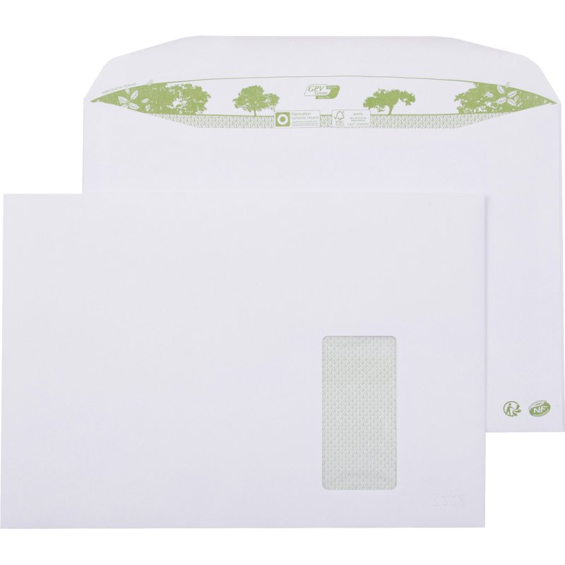 Enveloppe pour mise sous-pli automatique 229 x 324 mm ERAPURE 90 g avec fenêtre 105 x 50 patte gommée - Boîte de 250