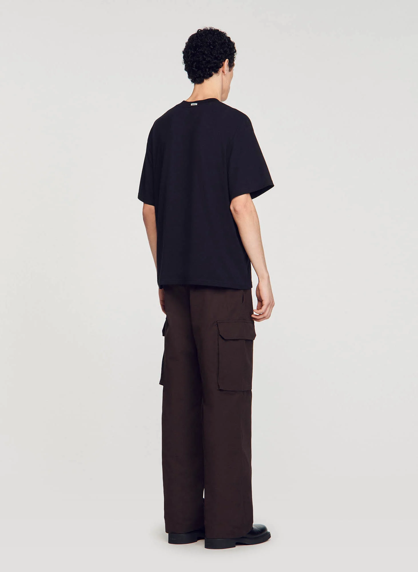 Tee-shirt oversize col rond en coton | Noir