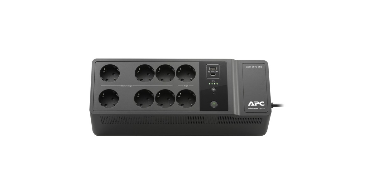 APCBack-UPS 850VA met USB Type-C en A oplaadpoorten ups  (Zwart, 8x Schuko, BE850G2-GR)