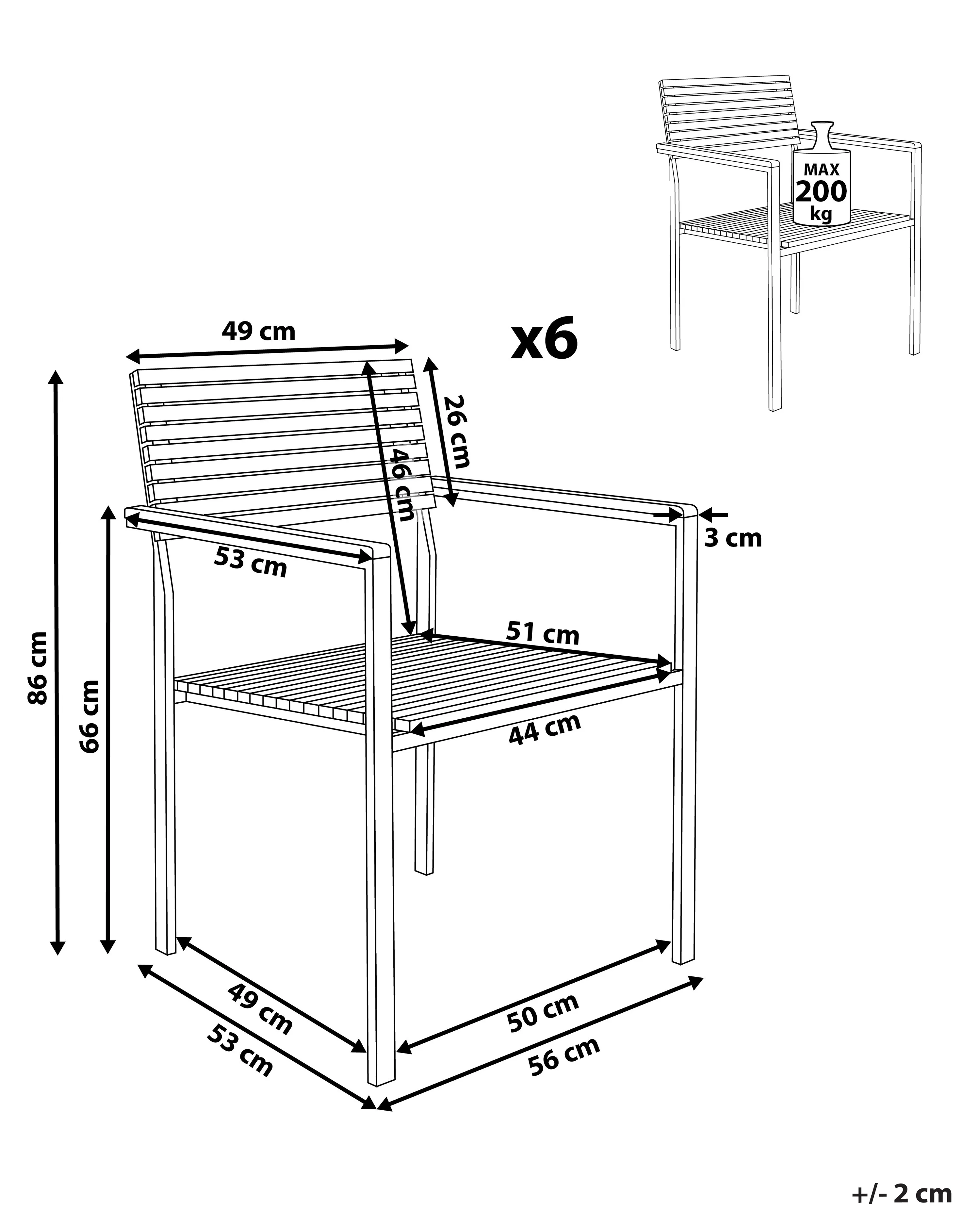Set van 6 tuinstoelen VIAREGGIO Gecertificeerd teakhout Bruin