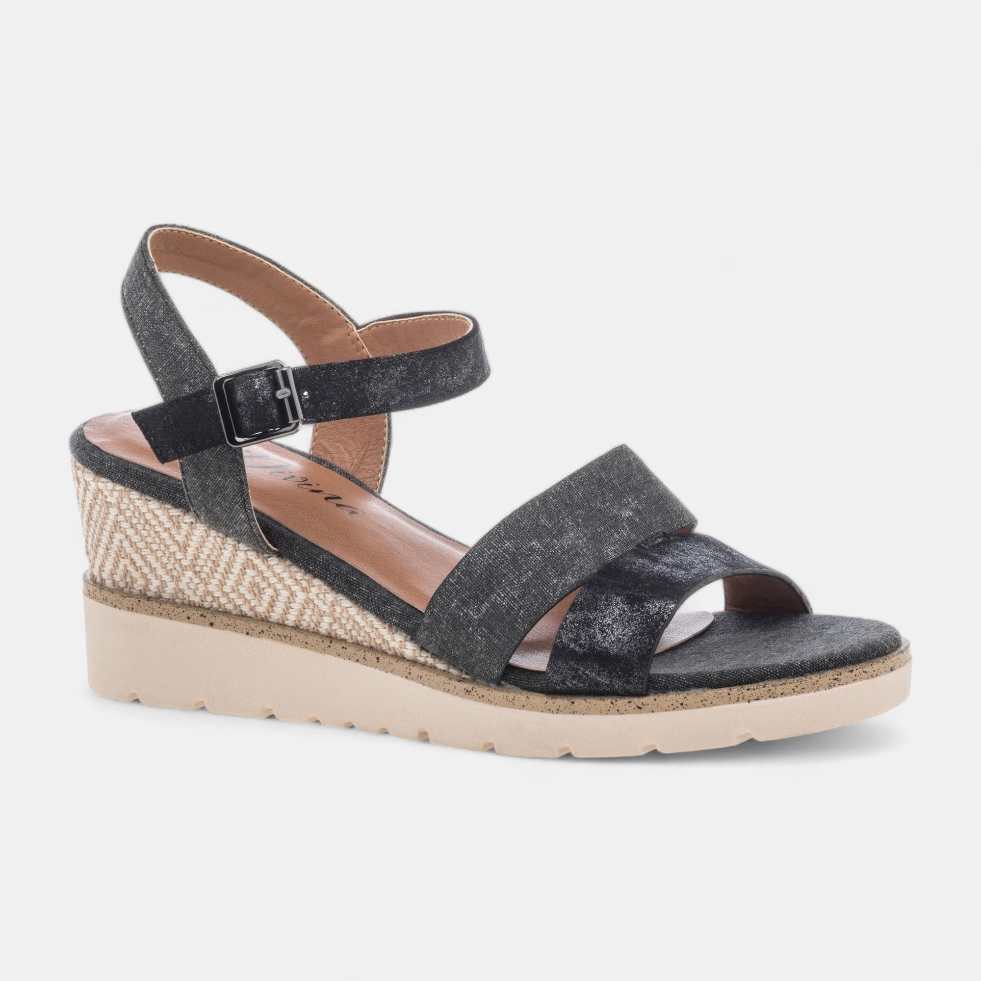 Sandales à talon compensé Femme noir