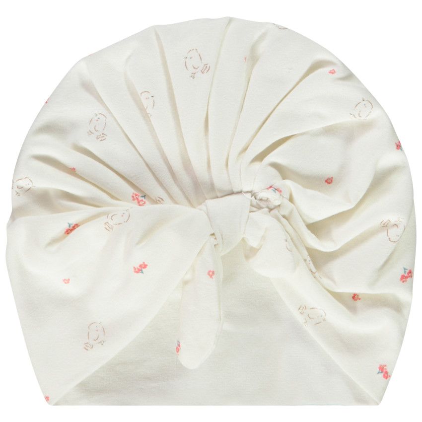 Turban en jersey extensible pour bébé fille - Ecru