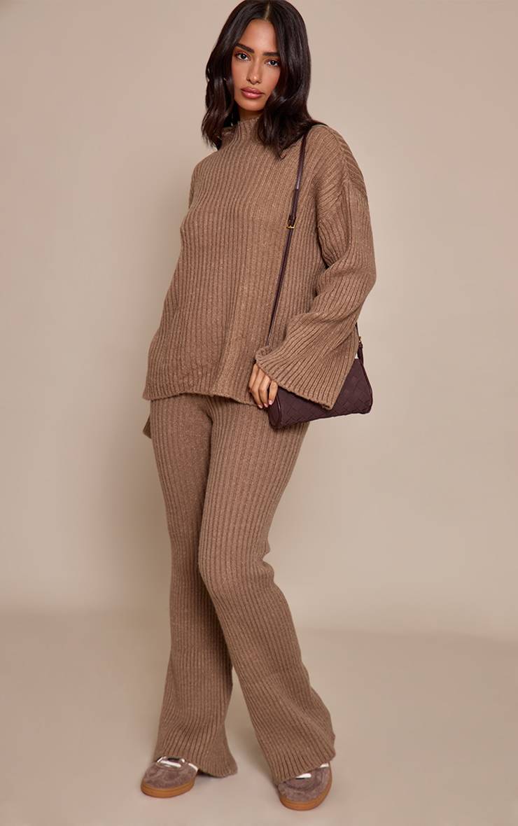 Moka Pantalon Petite Large En Maille Côtelée