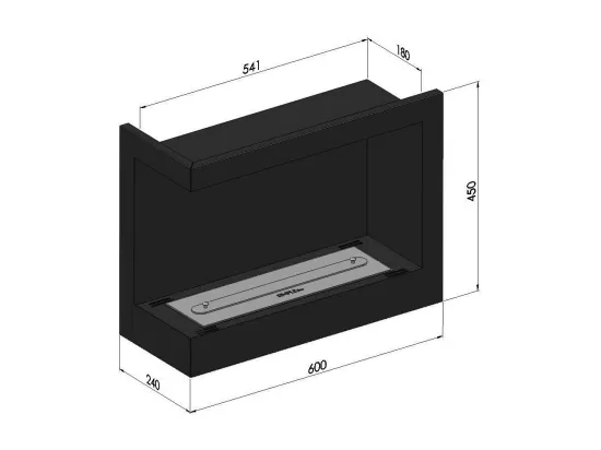 Cheminée au bioéthanol encastrable Corner 600 Left SimpleFire avec verre