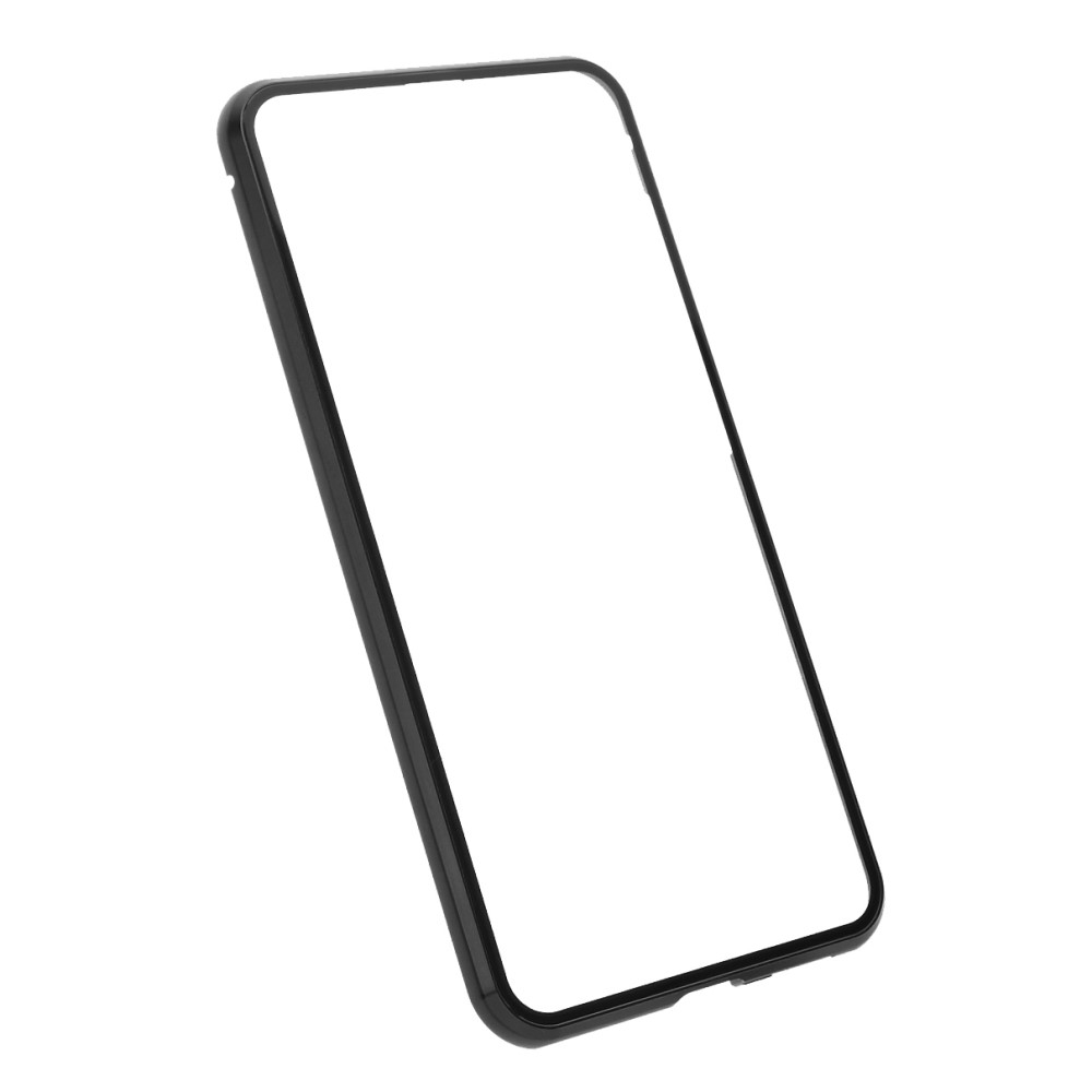 Samsung Galaxy S21 FE 5G Magnetische Alu Schutzhülle mit Panzer Glas Backcover   Displayschutz (Magnet-Technologie) - Schwarz