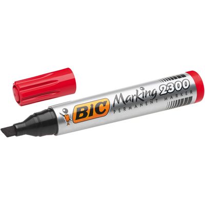 BIC MARKING 2300 - Pack de 12 marqueurs permanents - pointe biseau - rouge