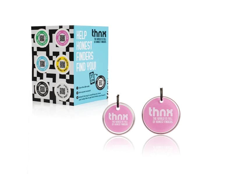 thnxtags Smart Travel Pack Pink Smart Tag-Set mit kostenloser und benutzerfreundlicher App