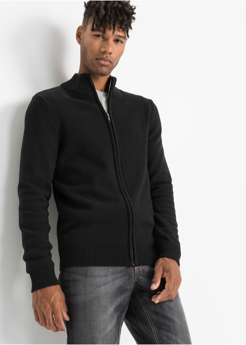 Gilet en maille col montant en matières recyclées