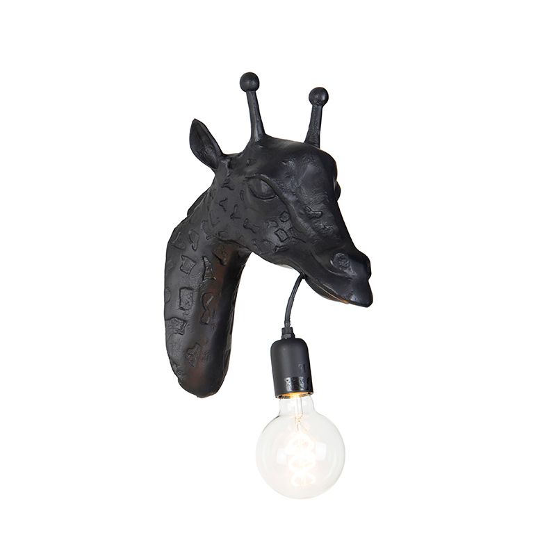 Klassieke wandlamp zwart - Animal Giraf