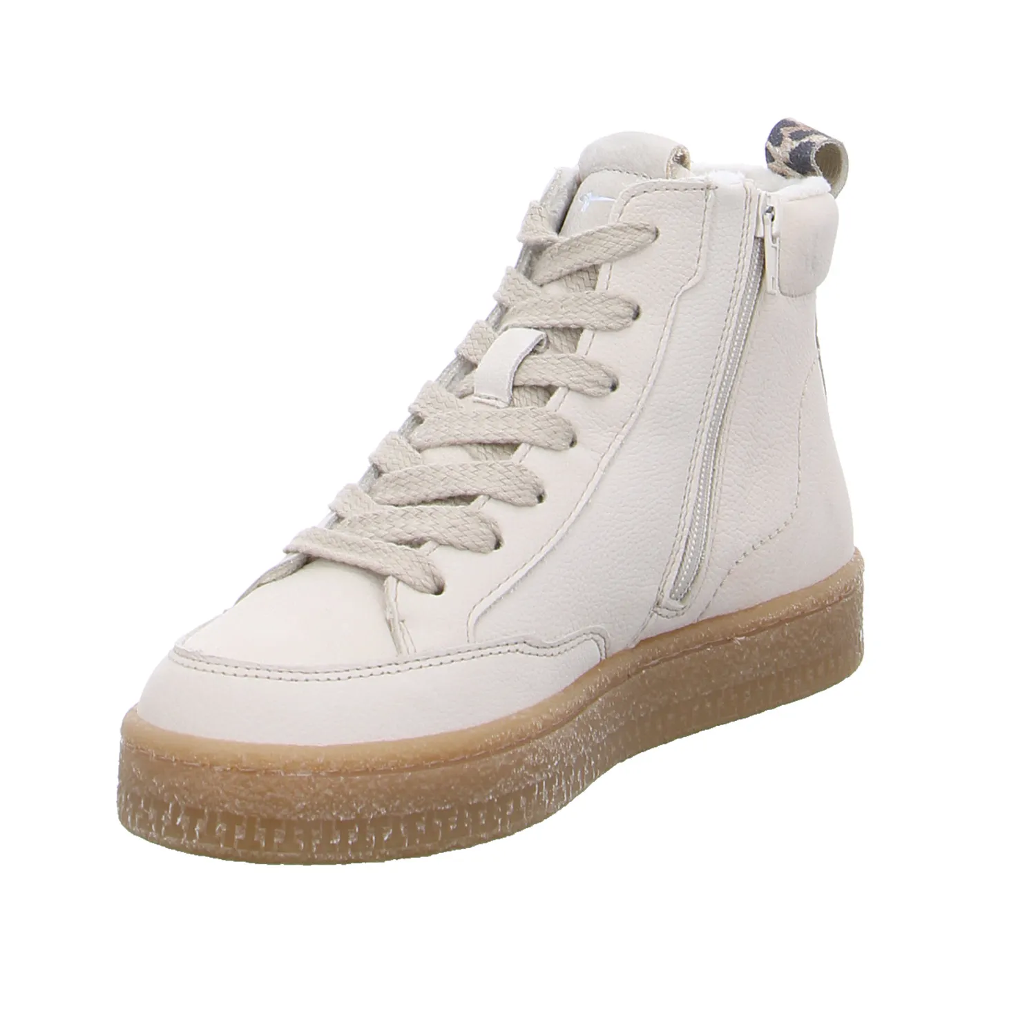 TAMARIS Mid Cut Sneaker Beige Leder