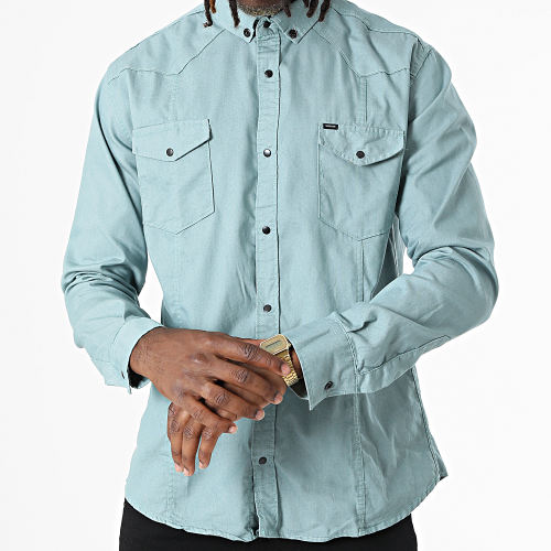 Chemise Manches Longues W-324 Bleu Vert Clair