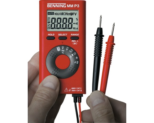 Benning MM P3 digitale multimeter voor spanning, weerstand (mF) en MHz (044084).