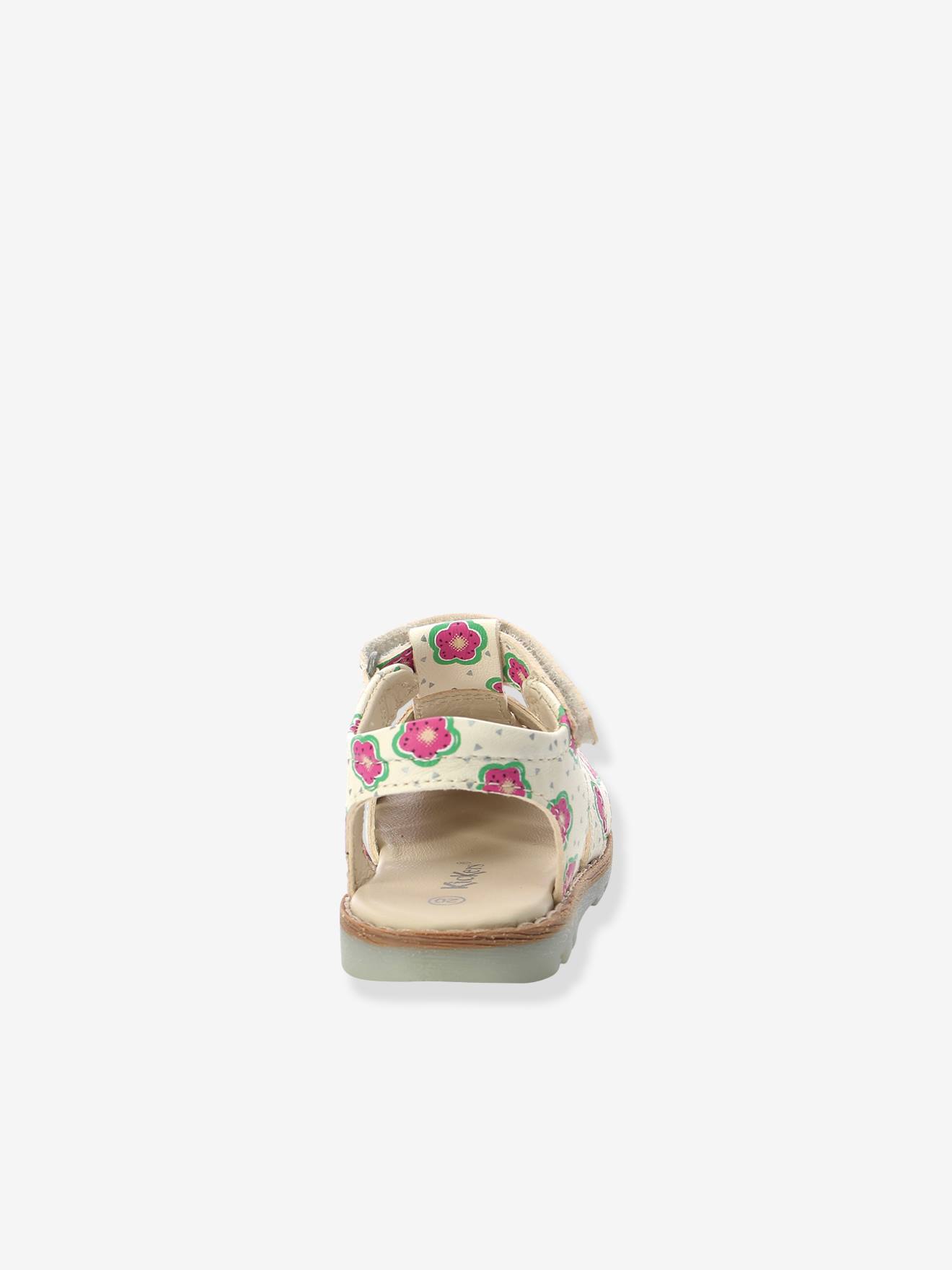 Sandálias infantis Nonosti Iconique Nonorally KICKERS® tamanho médio em couro amarelo estampado