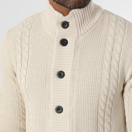 Cardigan Cogrid Cable Beige