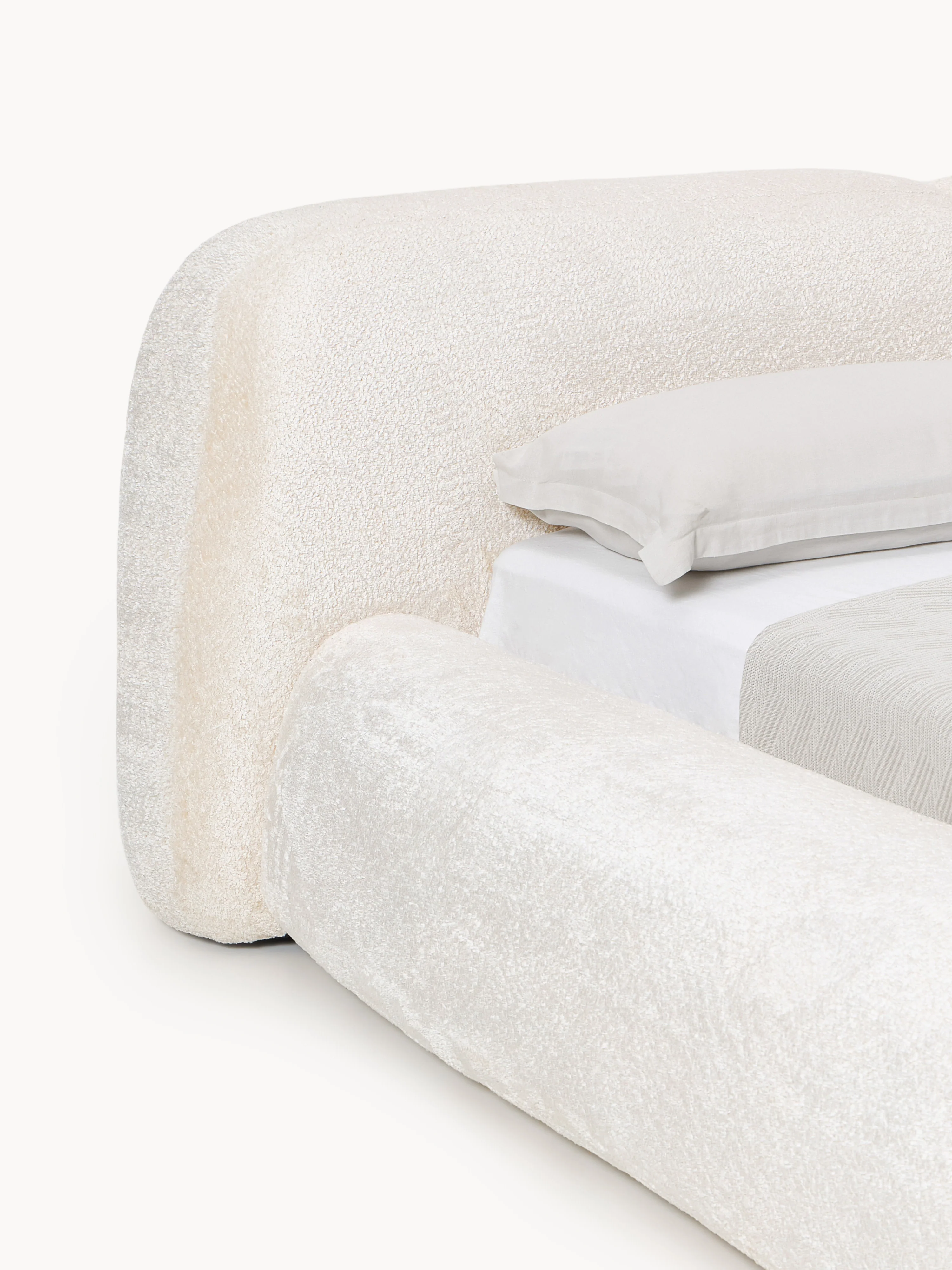 Gestoffeerd teddy bouclé bed Wolke