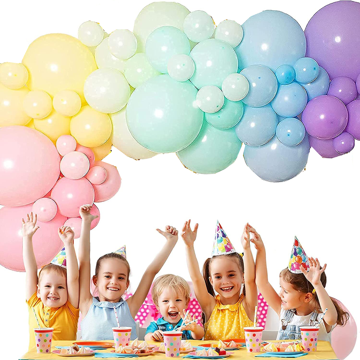 (105-tlg. Set) Party Luftballons Latex- und Konfettiballons   Lametta Vorhang - Bunt