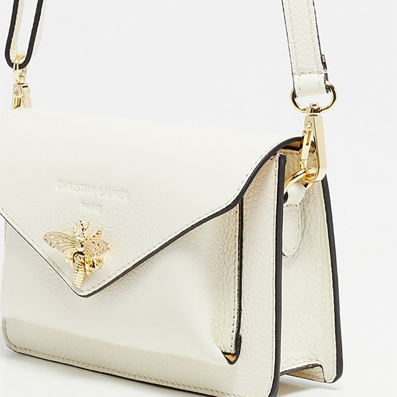 Christian Laurier Sac bandoulière en Cuir Roxane blanc cassé - 20x12x5.5 cm