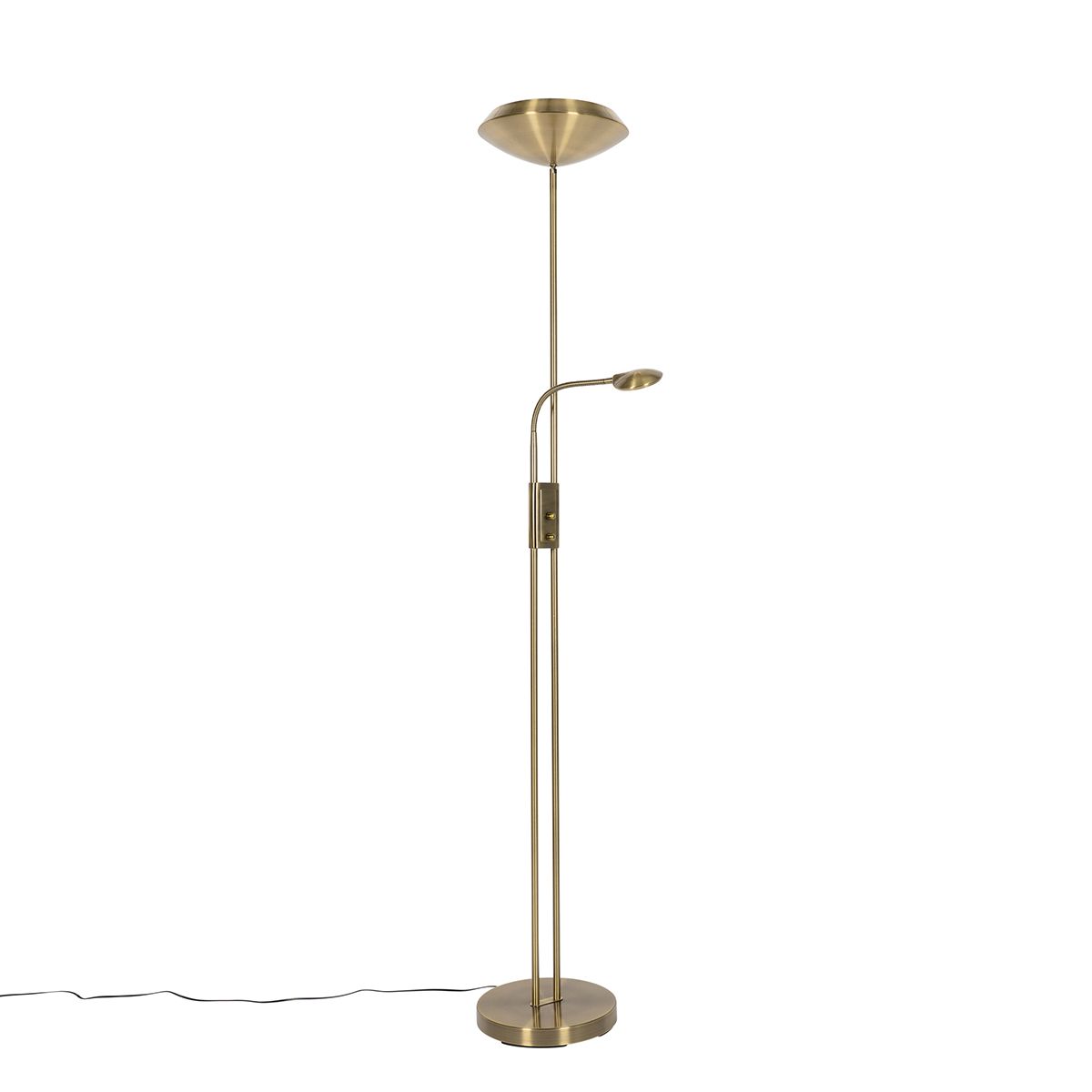 Vloerlamp brons incl. LED en dimmer met leeslamp - Fez