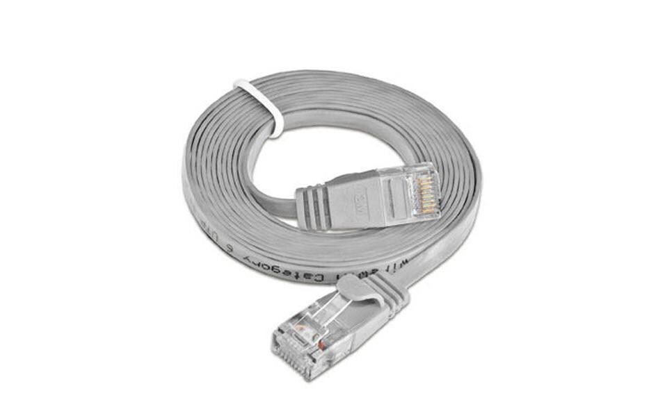 Slimpatchkabel RJ-45 - RJ-45, Cat 6, UTP, 3 m, GrauUnscreened/Unshielded Twisted-Pair-Kabel (UTP) mit Klinkenschutz