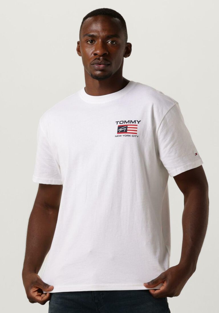 TOMMY JEANS witte tommy jeans t-shirt clsc athletic flag tee