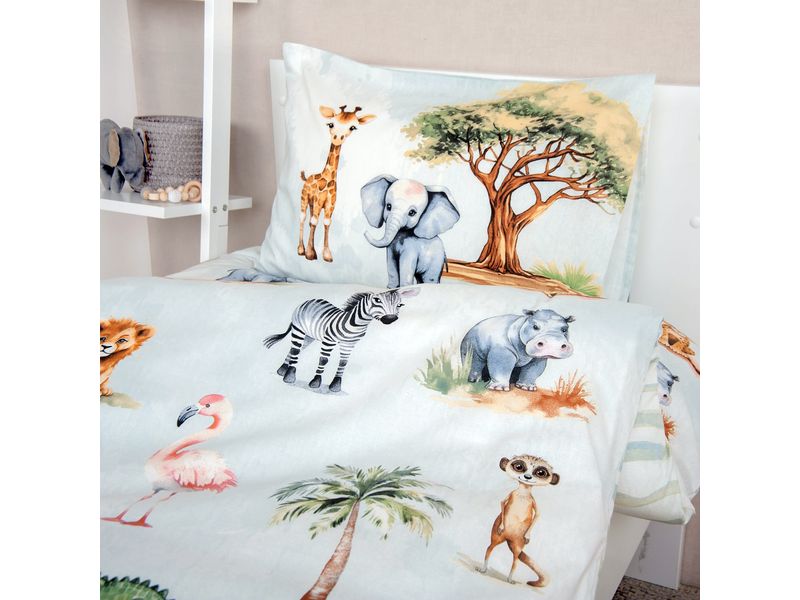 Herding Kinder Bettwäschegarnitur Safari, 40/60 100/135 cm Bettwäsche-Set für Kinder aus 100% Baumwolle