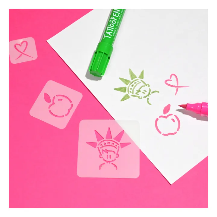 Nailmatic Kids Coffret duo Tattoopen & Pochoir Réutilisable New York x JO LITTLE
