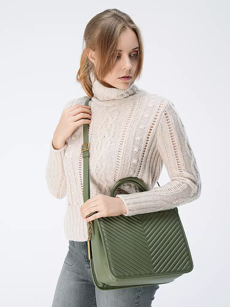 LES VISIONNAIRES Ledertasche - Tot Bag LENA QUILTING dunkelgrün