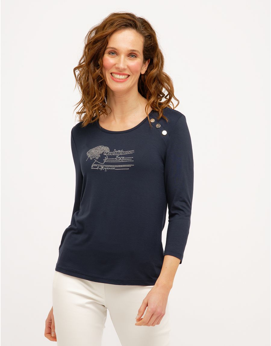 T-shirt marine strass