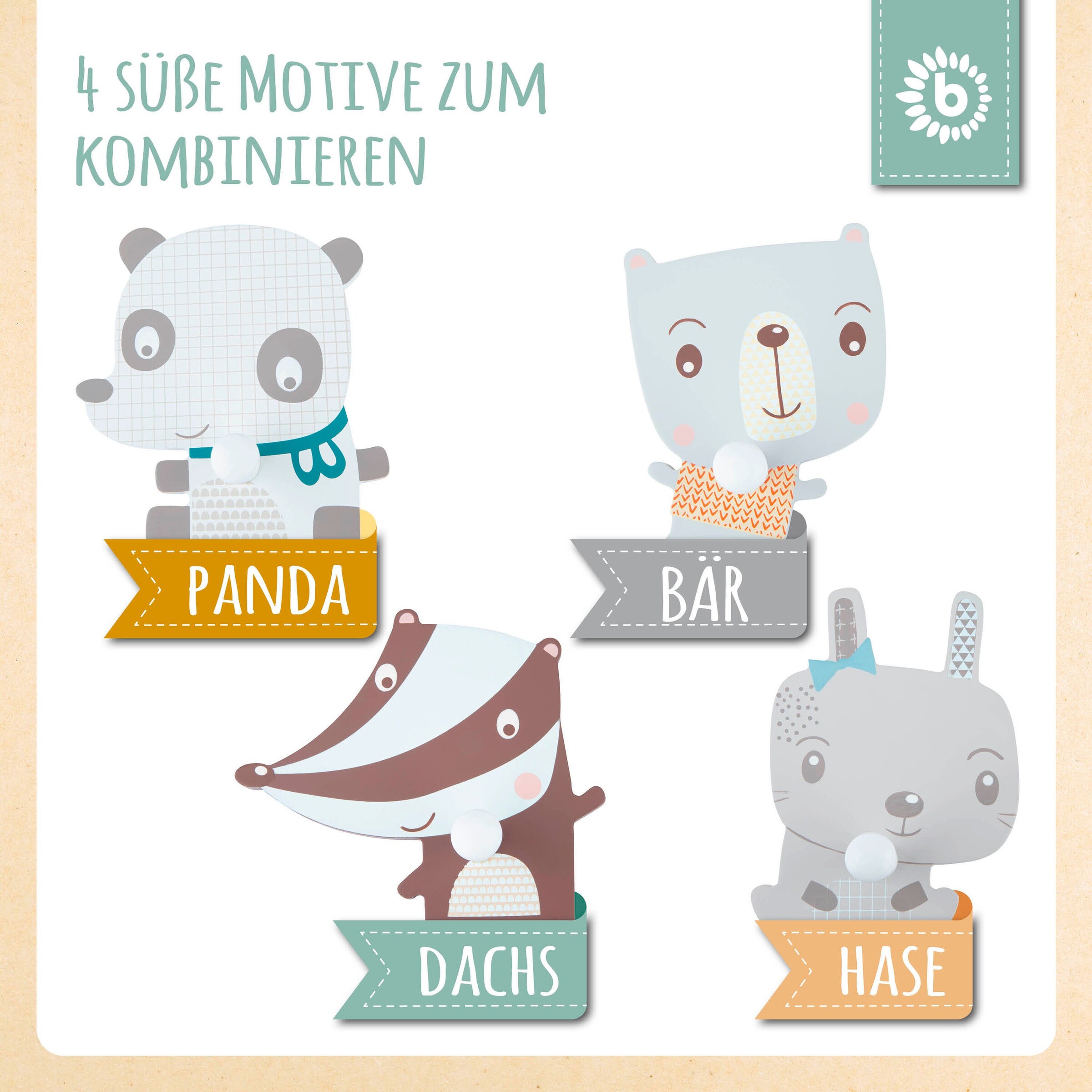 Bieco Kindergarderobe Dachs Grau