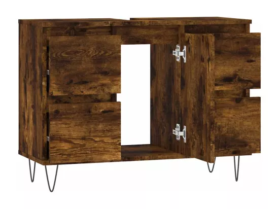 Armoire salle de bain chêne fumé 80x33x60cm bois d'ingénierie
