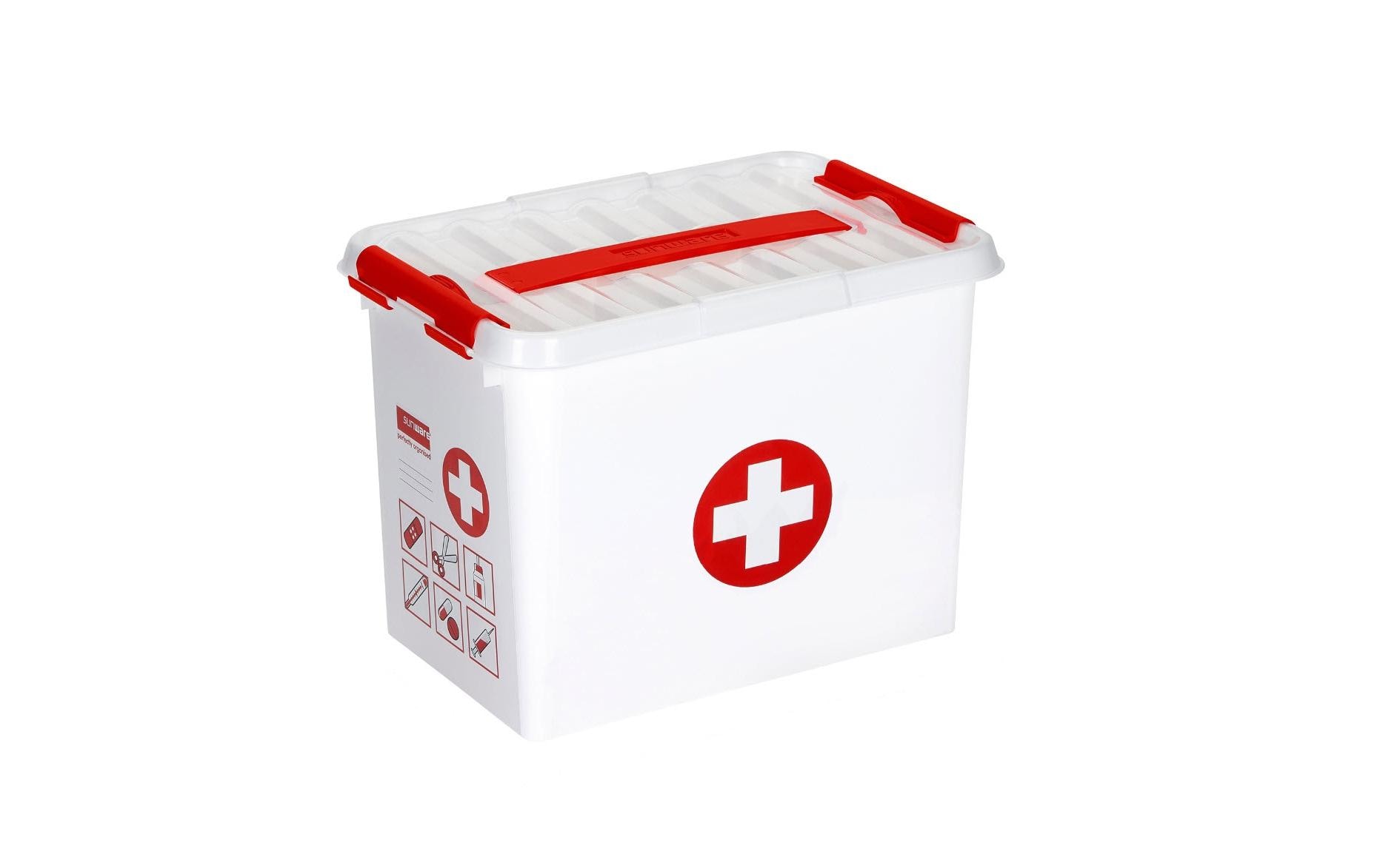 Erste Hilfe Box 9 l WeissÜbersichtliche Q-line First Aid Box