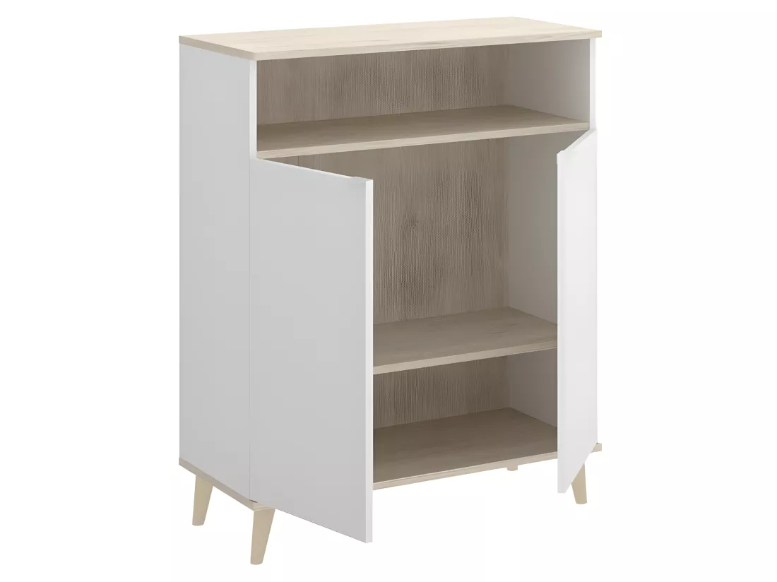 Buffet Meuble de cuisine coloris blanc/naturel - Longueur 79 x Profondeur 40 x Hauteur 102 cm