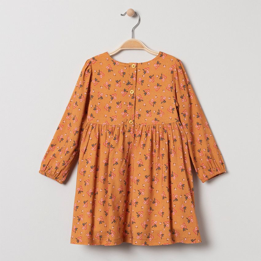 Robe manches longues à fleurs all-over - Jaune