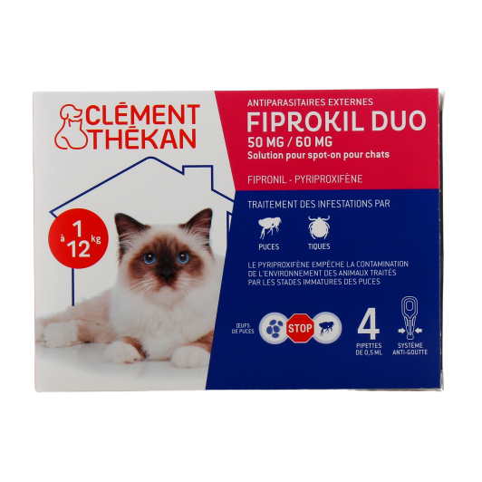 Spot-on antiparasitaire pour chat Fiprokil Duo