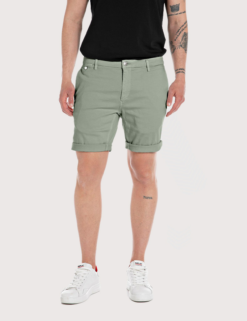 REPLAY SHORT CHINO HOMME BENNI REGULAR KAKI 130