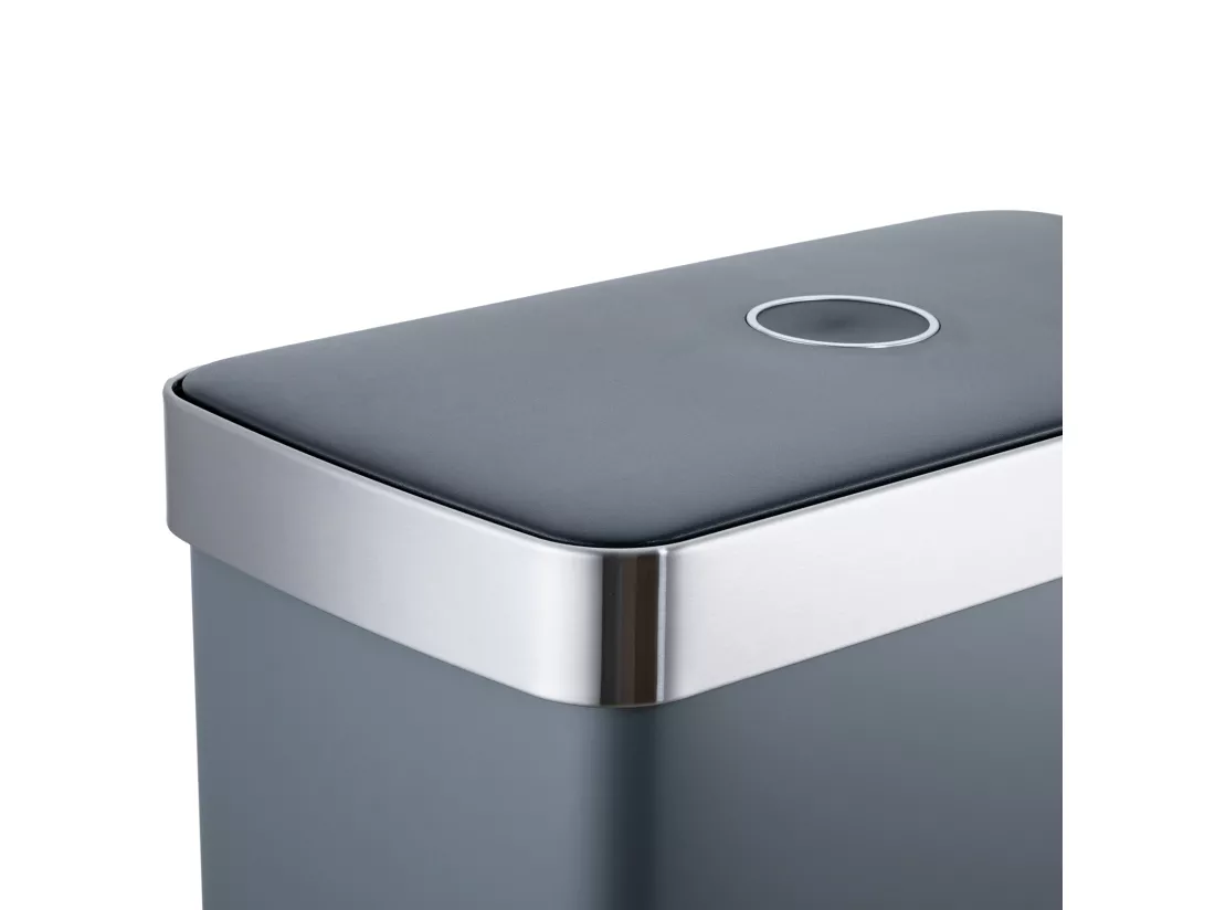 SVITA LT2X30 Poubelle 60l Poubelle à pédale 2 compartiments avec couvercle gris