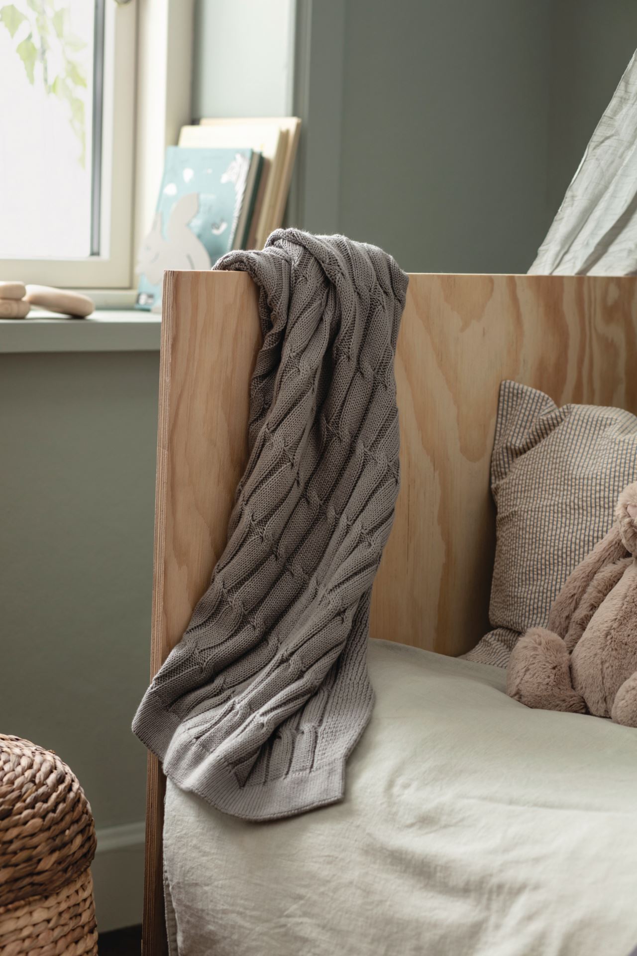Knitted blanket grå - 80x100 cm