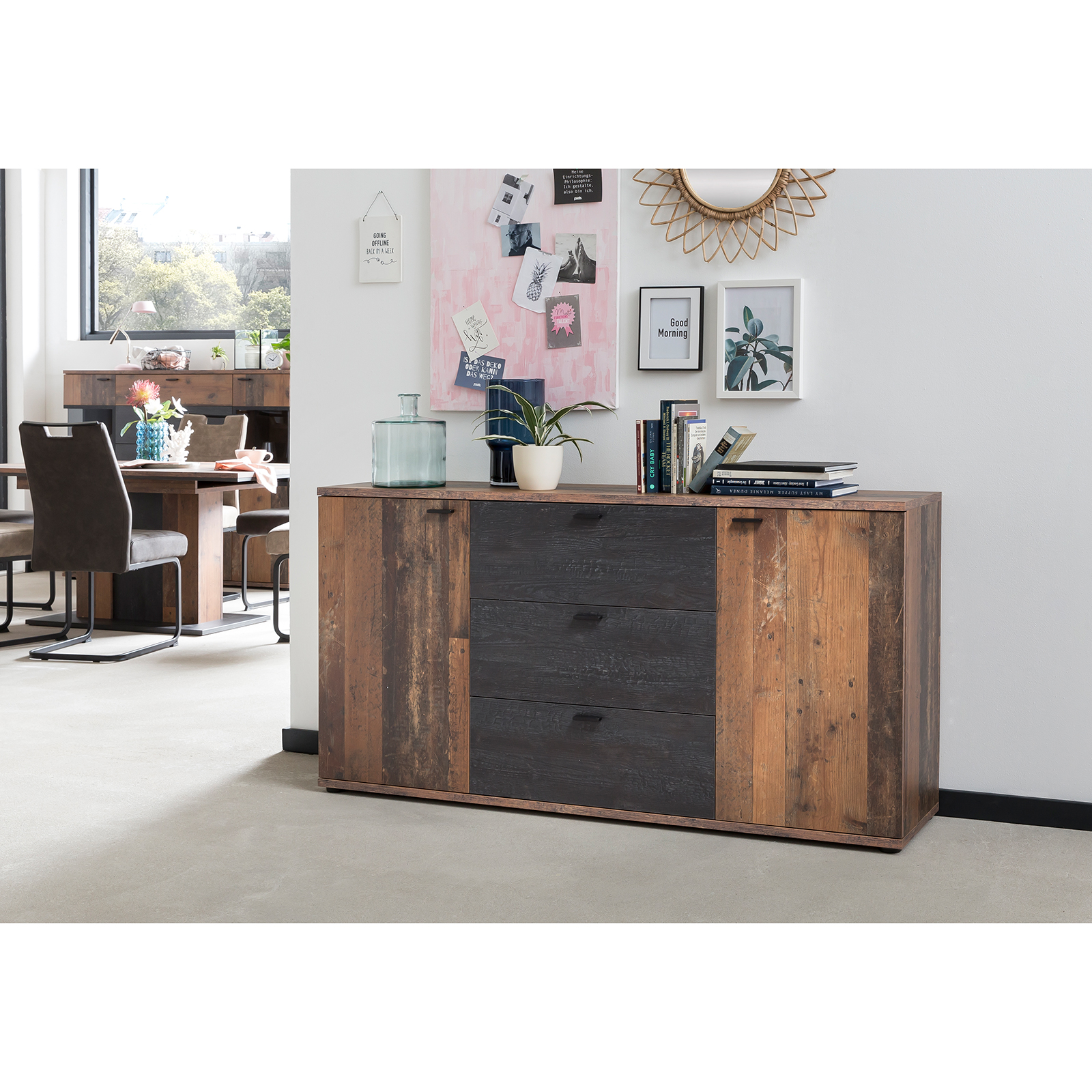 Sideboard - Oldwood-Burned Wood - 165 cm breit