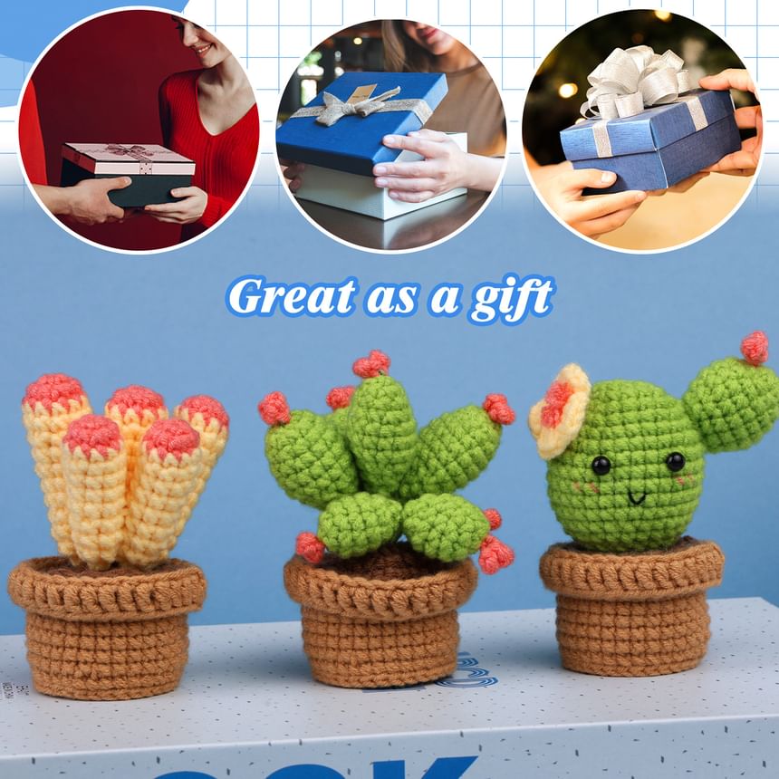 Kneavist - DIY haakpakket voor cactuspotornamenten (verschillende ontwerpen)