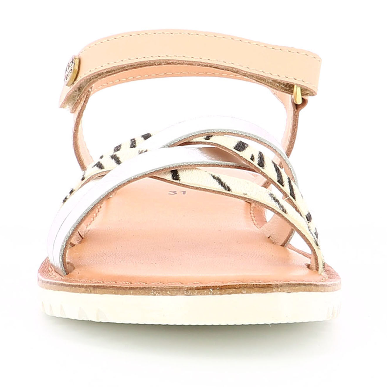Kickers Sandales en Cuir Betternew zèbre argentées
