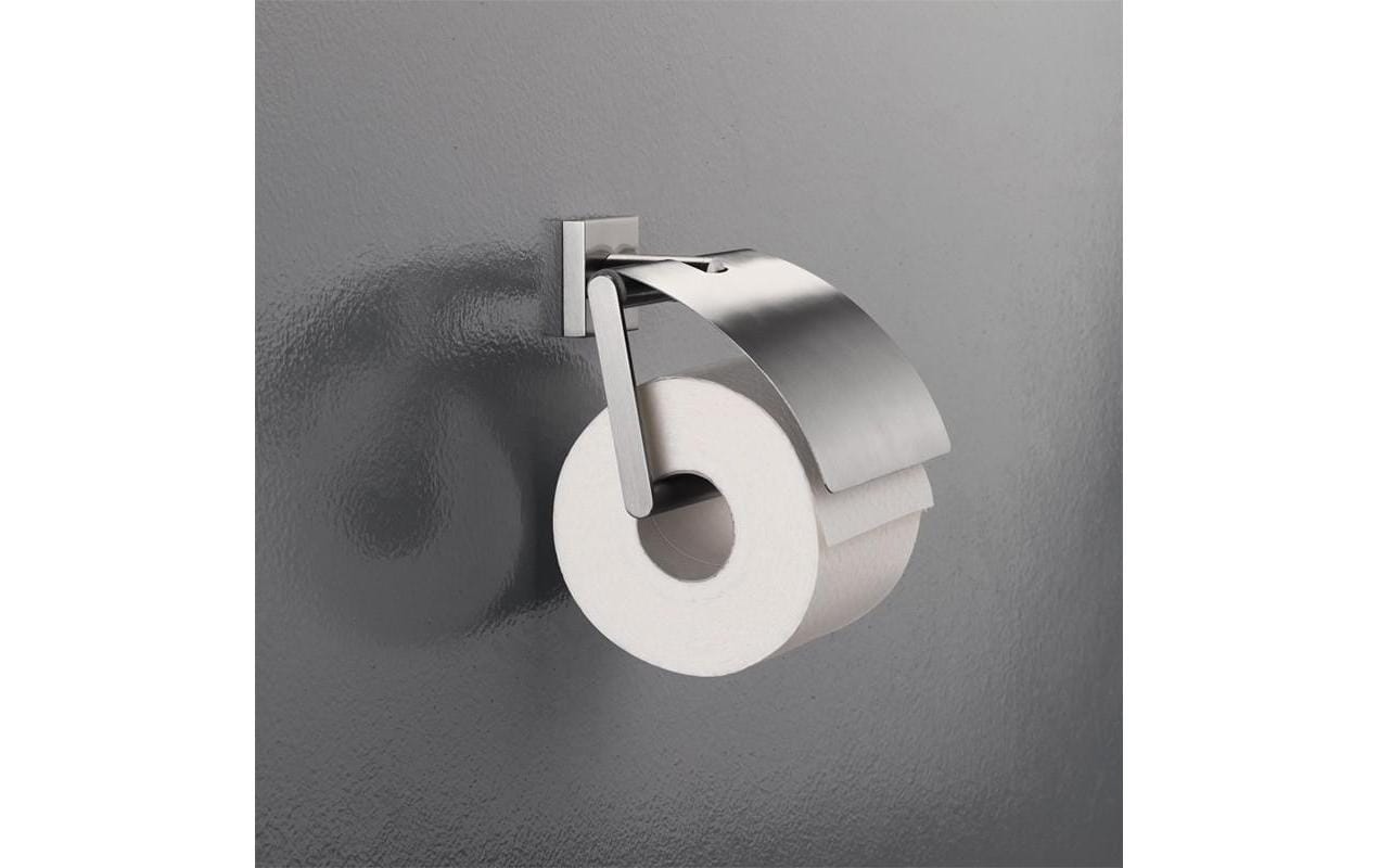 Toilettenpapierhalter Nyo 14 cmSteel WC-Papierhalter mit Deckel brushed