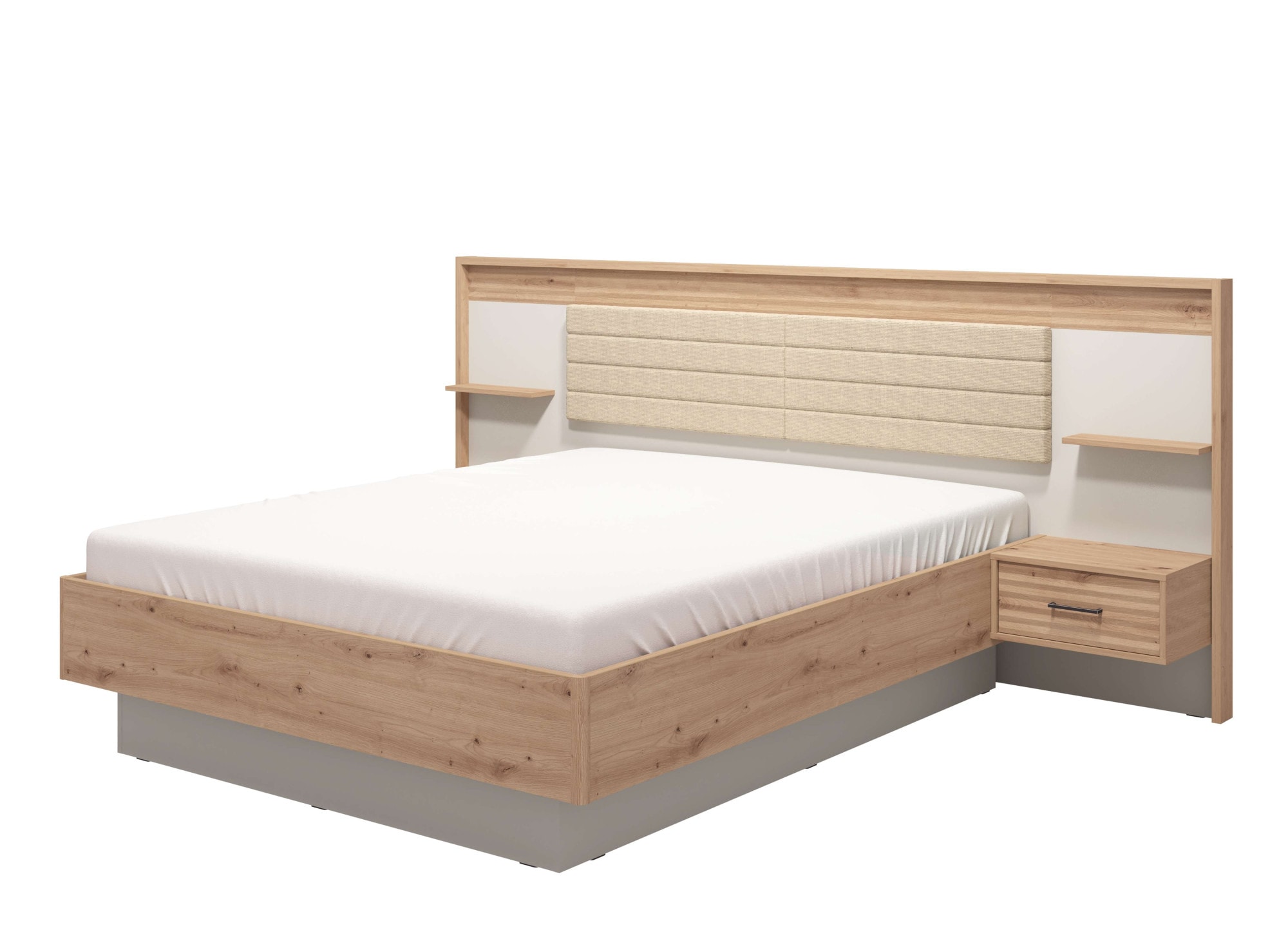 INOSIGN Bettgestell »Modena Liegefläche 160x200cm, FSC-zertifizierter Holzwerkstoff« 3-tlg., Bett und 2 Wandpaneele mit Nachtkommoden,  Bettanlage, mit teilgepolstertem Kopfteil