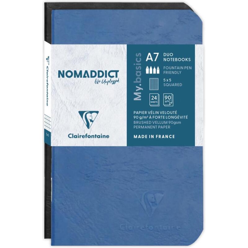 Set de 2 carnets piqûre Age Bag 7,5x12cm 48 pages petits carreaux Couleurs assortis - Assortis