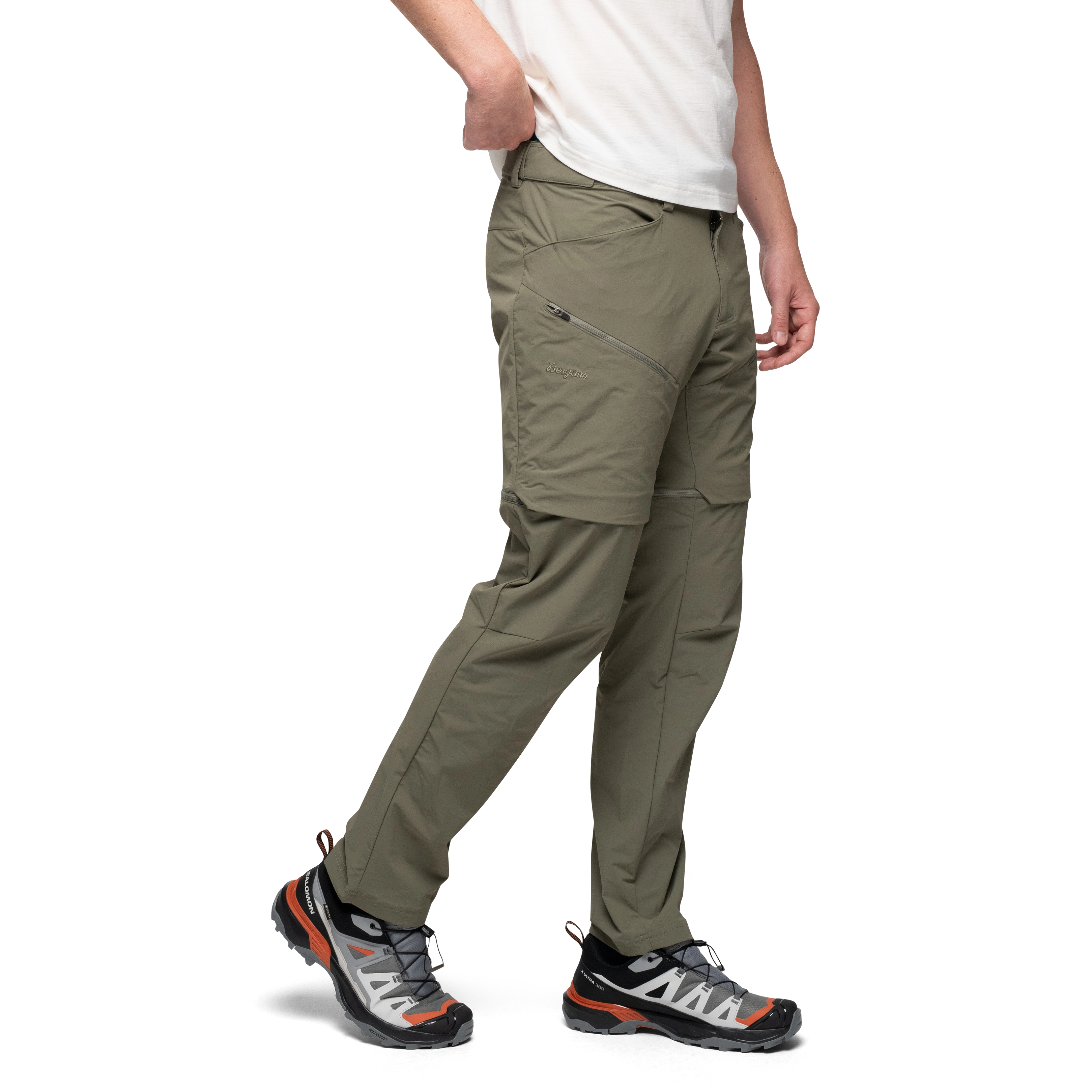 Convertible Zip-Off Softshell Pants Men Green Mud